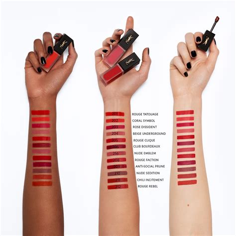 ysl tatouage couture liquid lipstick swatches|yves saint laurent lip stain.